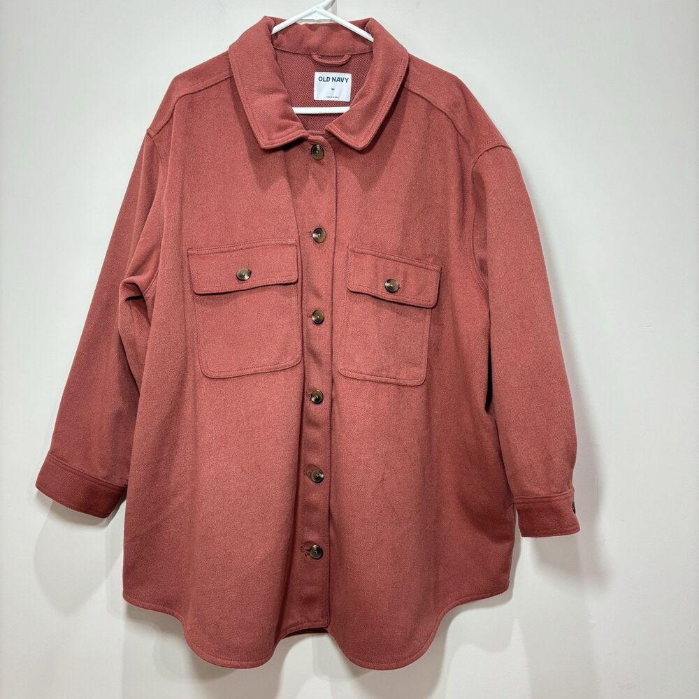 Old Navy Soft-Brushed Utility Shacket Women 3x Rust Orange Shirt Jacket Oversize